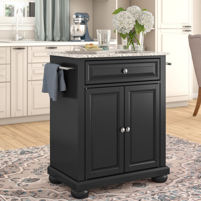 Three Posts™ Hedon 31'' Wide Rolling Kitchen Cart with Granite Top